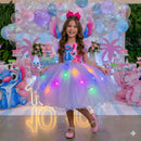 Vestido Lilo Stitch - Rosa Bebê com LED