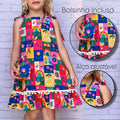 Vestido Infantil Menina Princesa Luxo Estampa COLORIDA