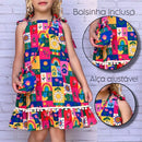Vestido Infantil Menina Princesa Luxo Estampa COLORIDA