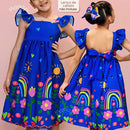 Vestido Barrado Manga Infantil Menina Estampado Casual Festa Luxo 4 a 12 Anos