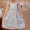 Vestido Barrado Manga Infantil Menina Estampado Casual Festa Luxo 4 a 12 Anos