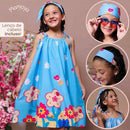 Vestido Barrado Manga Infantil Menina Estampado Casual Festa Luxo 4 a 12 Anos