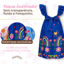 Vestido Barrado Manga Infantil Menina Estampado Casual Festa Luxo 4 a 12 Anos