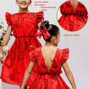 Vestido Barrado Manga Infantil Menina Estampado Casual Festa Luxo 4 a 12 Anos