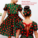 Vestido Barrado Manga Infantil Menina Estampado Casual Festa Luxo 4 a 12 Anos