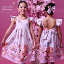 Vestido Barrado Manga Infantil Menina Estampado Casual Festa Luxo 4 a 12 Anos