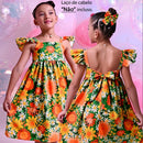 Vestido Barrado Manga Infantil Menina Estampado Casual Festa Luxo 4 a 12 Anos