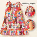 Vestido Infantil Menina Princesa Luxo Estampa COLORIDA