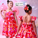 Vestido Barrado Manga Infantil Menina Estampado Casual Festa Luxo 4 a 12 Anos