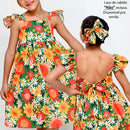 Vestido Barrado Manga Infantil Menina Estampado Casual Festa Luxo 4 a 12 Anos