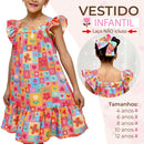 Vestido Barrado Manga Infantil Menina Estampado Casual Festa Luxo 4 a 12 Anos