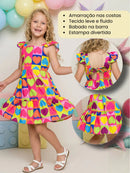 Vestido Infantil Menina Princesa Luxo Estampa COLORIDA