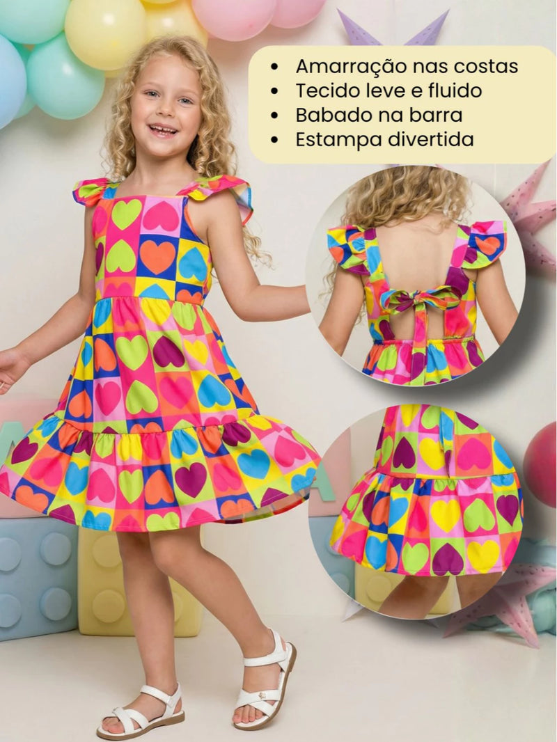 Vestido Infantil Menina Princesa Luxo Estampa COLORIDA