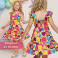 Vestido Infantil Menina Princesa Luxo Estampa COLORIDA