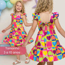 Vestido Infantil Menina Princesa Luxo Estampa COLORIDA