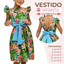 Vestido Barrado Manga Infantil Menina Estampado Casual Festa Luxo 4 a 12 Anos