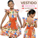 Vestido Barrado Manga Infantil Menina Estampado Casual Festa Luxo 4 a 12 Anos