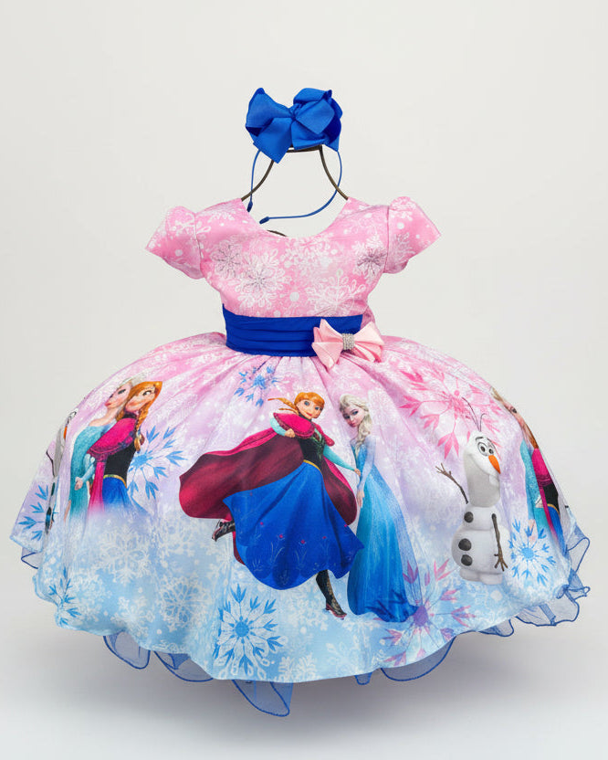 Vestido Infantil Temáticos da Gigi Frozen Rosa