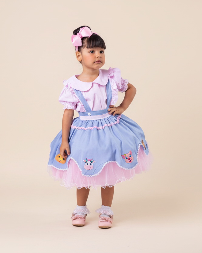 Vestido Fazendinha Salopete Jeans