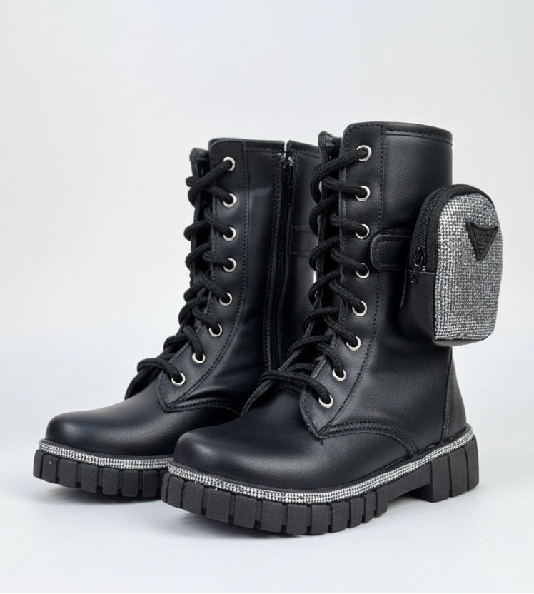 Bota/Coturno Nilqi Malu Bolsinha Cano Alto Preta
