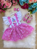 Romper/Vestido Galinha Pintadinha Rosa