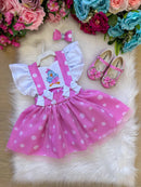 Romper/Vestido Galinha Pintadinha Rosa