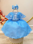 Vestido Infantil Azul Bebê Frozen