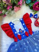 Romper/Vestido Galinha Pintadinha Azul e Vermelho
