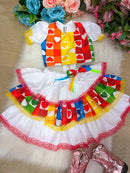 Conjunto Junino Banana Club Luxo Noiva/Noivinha Branco