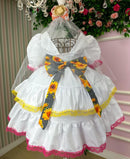 Vestido Junino Banana Club Luxo Noiva/Noivinha Branco