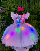 Vestido Lilo Stitch - Rosa Bebê com LED