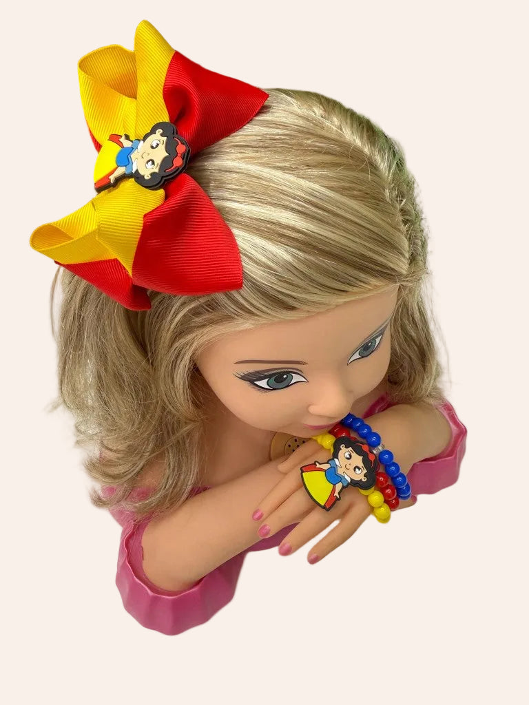 Laço Temático Branca De neve + Pulseira