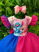 Vestido Lilo Stitch - Pink e Azul com Led