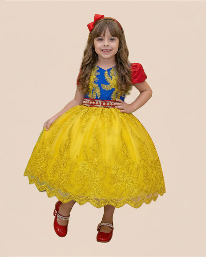 Vestido Marie Temático Realeza Branca De Neve