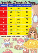 Vestido Marie Temático Realeza Branca De Neve