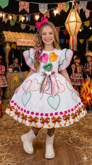 Vestido Marie Junino Luxo Noivinha/Noiva dos Corações