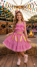 Conjunto Junino Luxo - Charme do Arraia Rosa