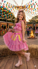 Conjunto Junino Luxo - Charme do Arraia Rosa