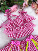 Conjunto Junino Luxo - Charme do Arraia Rosa
