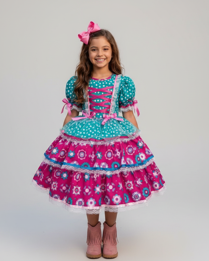 Vestido Junino - Encanto do Interior Verde