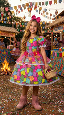 Vestido Junino - Sertão Animado Pink