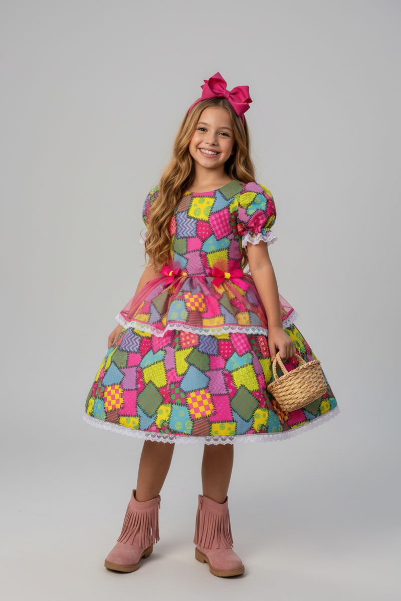 Vestido Junino - Sertão Animado Pink