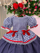 Vestido Junino Mimadine Luxo Stefanny Azul Marinho