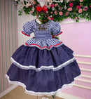 Vestido Junino Mimadine Luxo Stefanny Azul Marinho